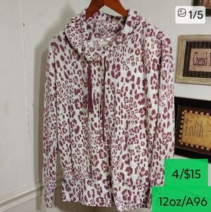 Como Vintage Pink and White Leopard Print Hoodie